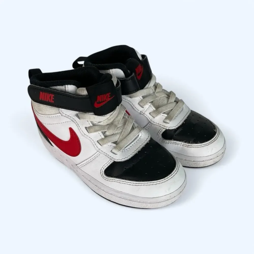 NIKE Court Borough Toddler Mid 2 High Top White Black Red CD7784-110 Size 9C